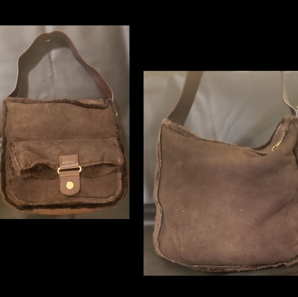 UGG Australia Brown Suede & Leather Shoulder Bag - Picture 2 of 12